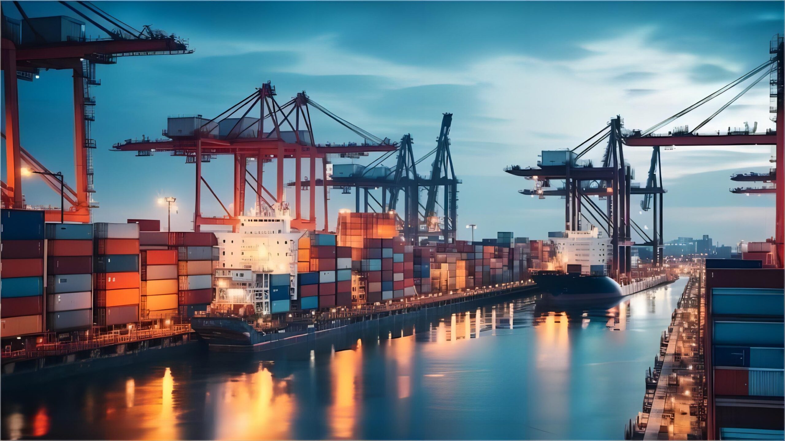 Reefer containers stacked at a busy port terminal