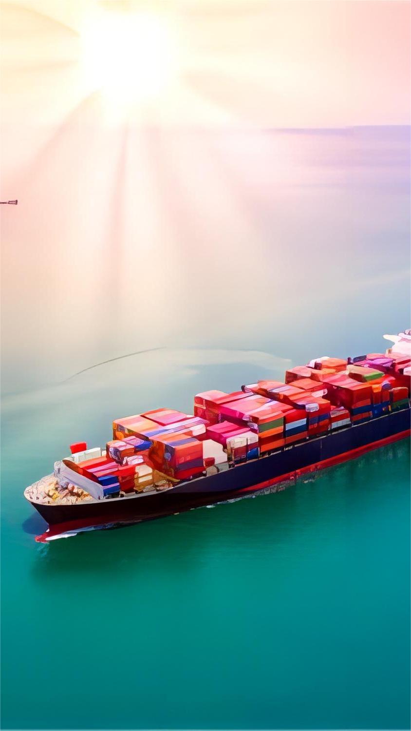 Flat rack container being loaded onto a cargo ship with specialized lighting