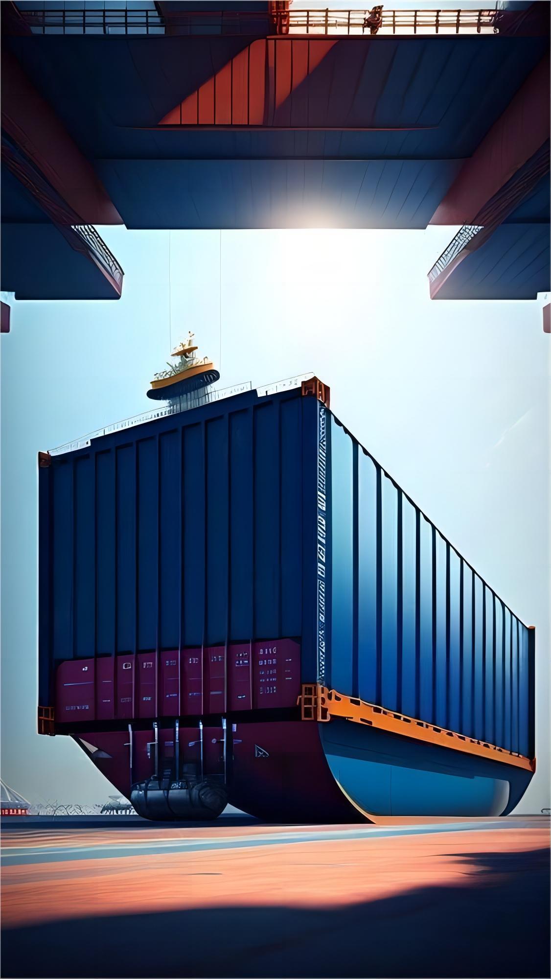 Container ship loaded with 40GP containers sailing across the ocean