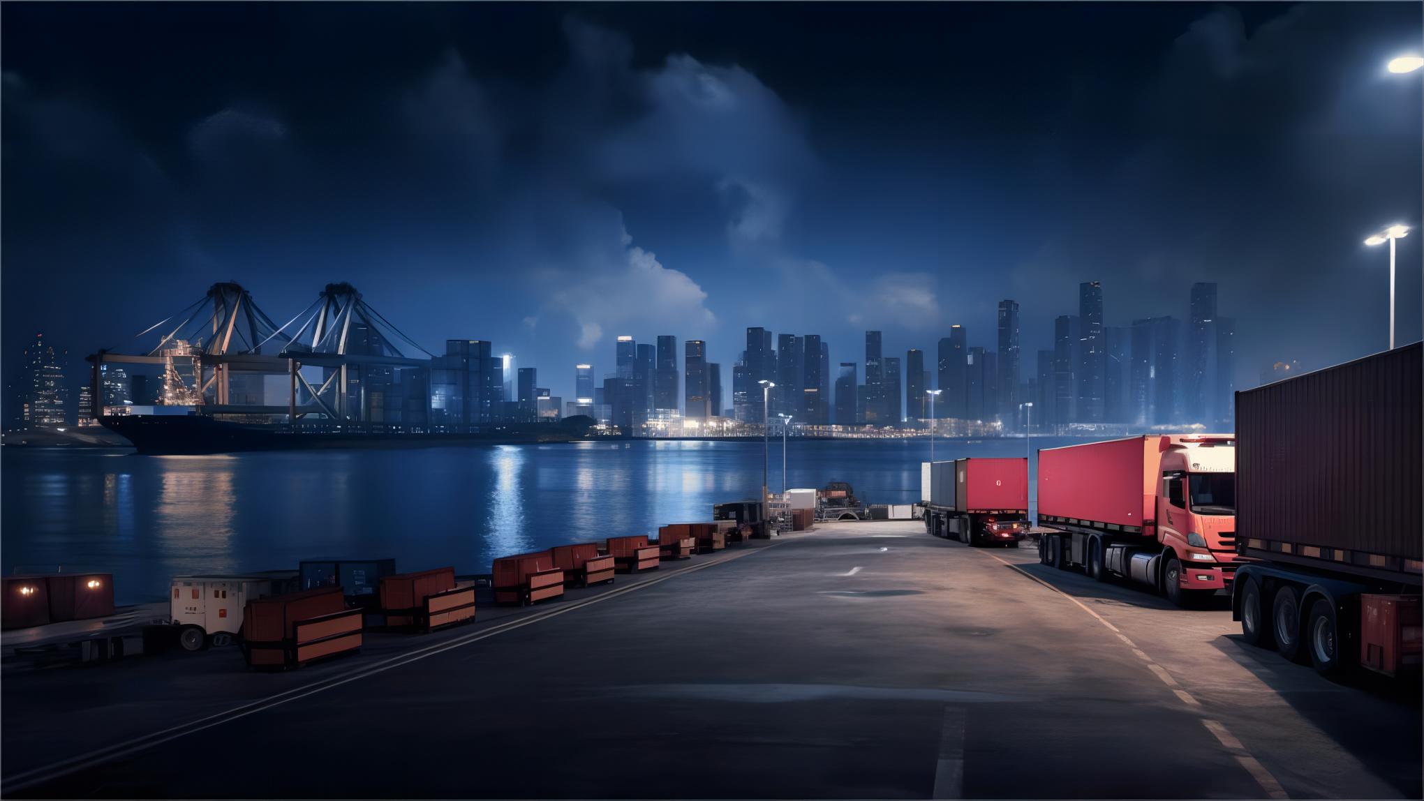 Container ships at a busy port, symbolizing global trade