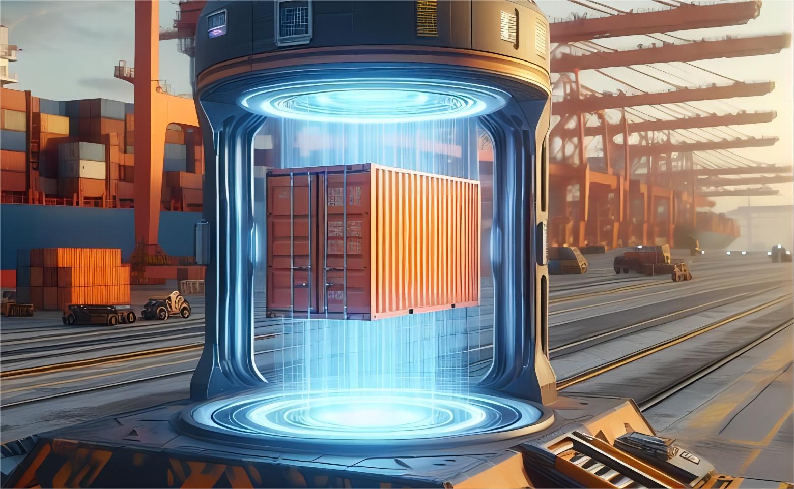 Textile rolls being loaded into a reefer container