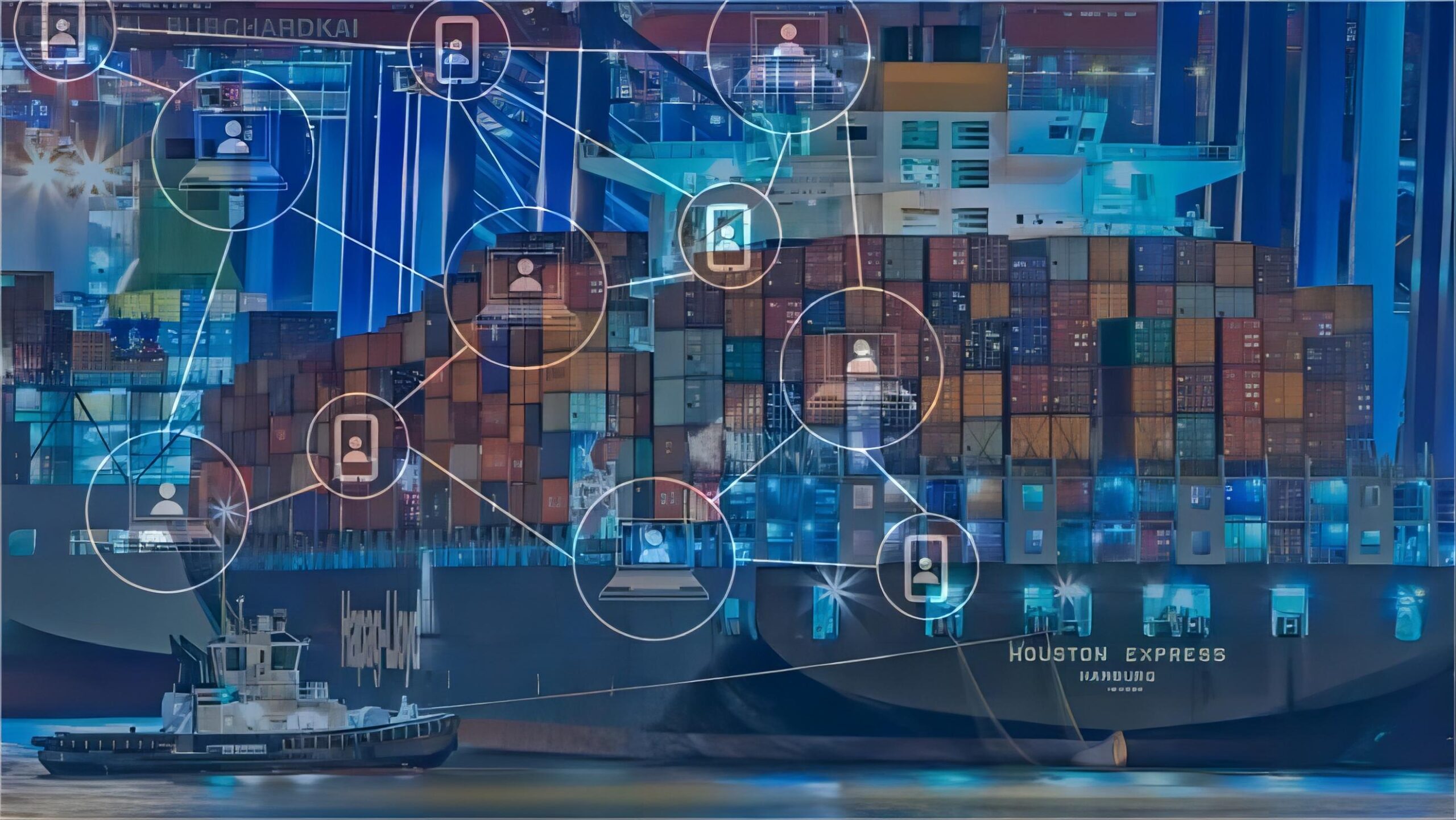 Logistics professional tracking a sea freight shipment on a digital dashboard