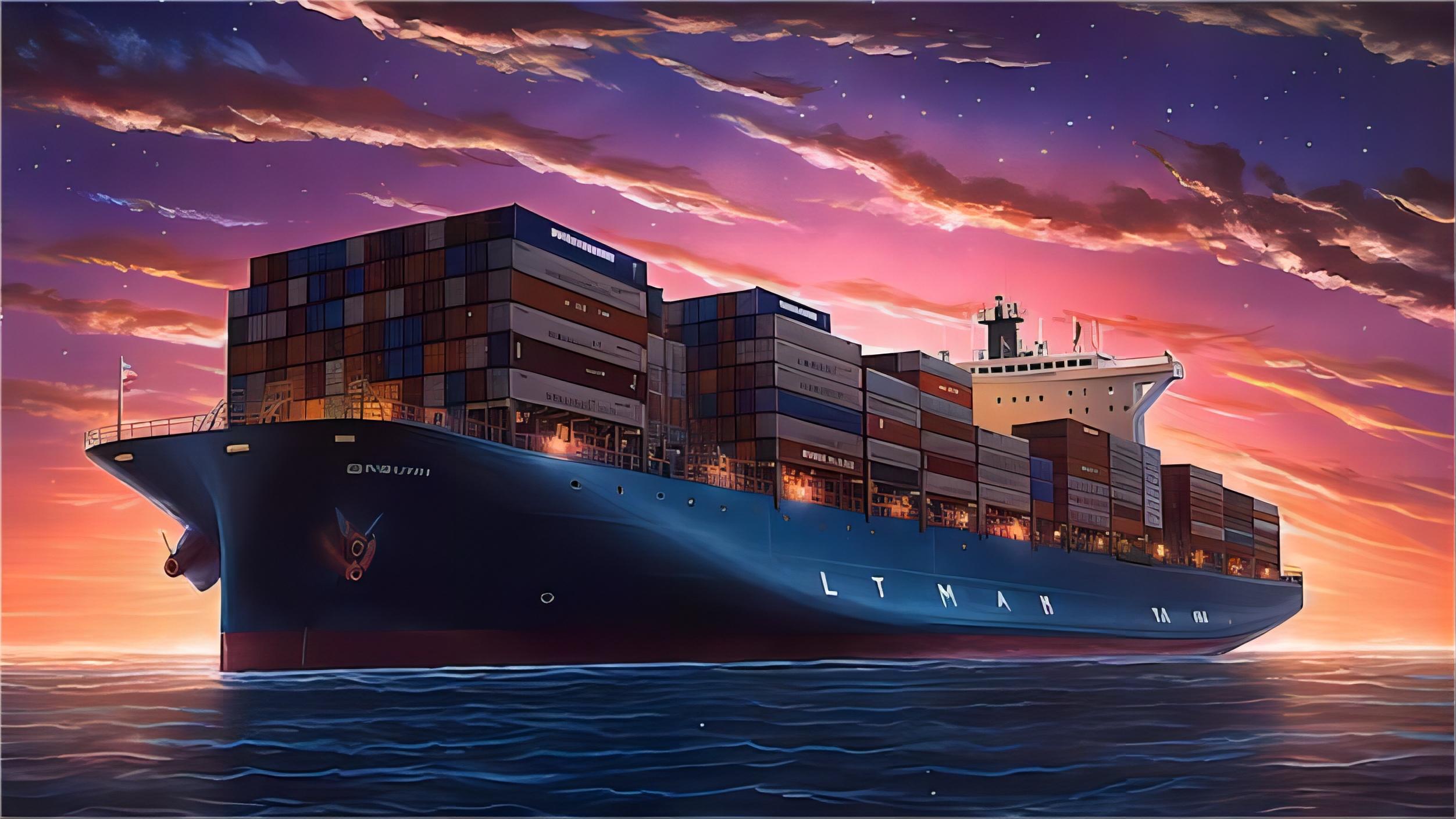 Cargo ship sailing towards the port of Poti in Georgia