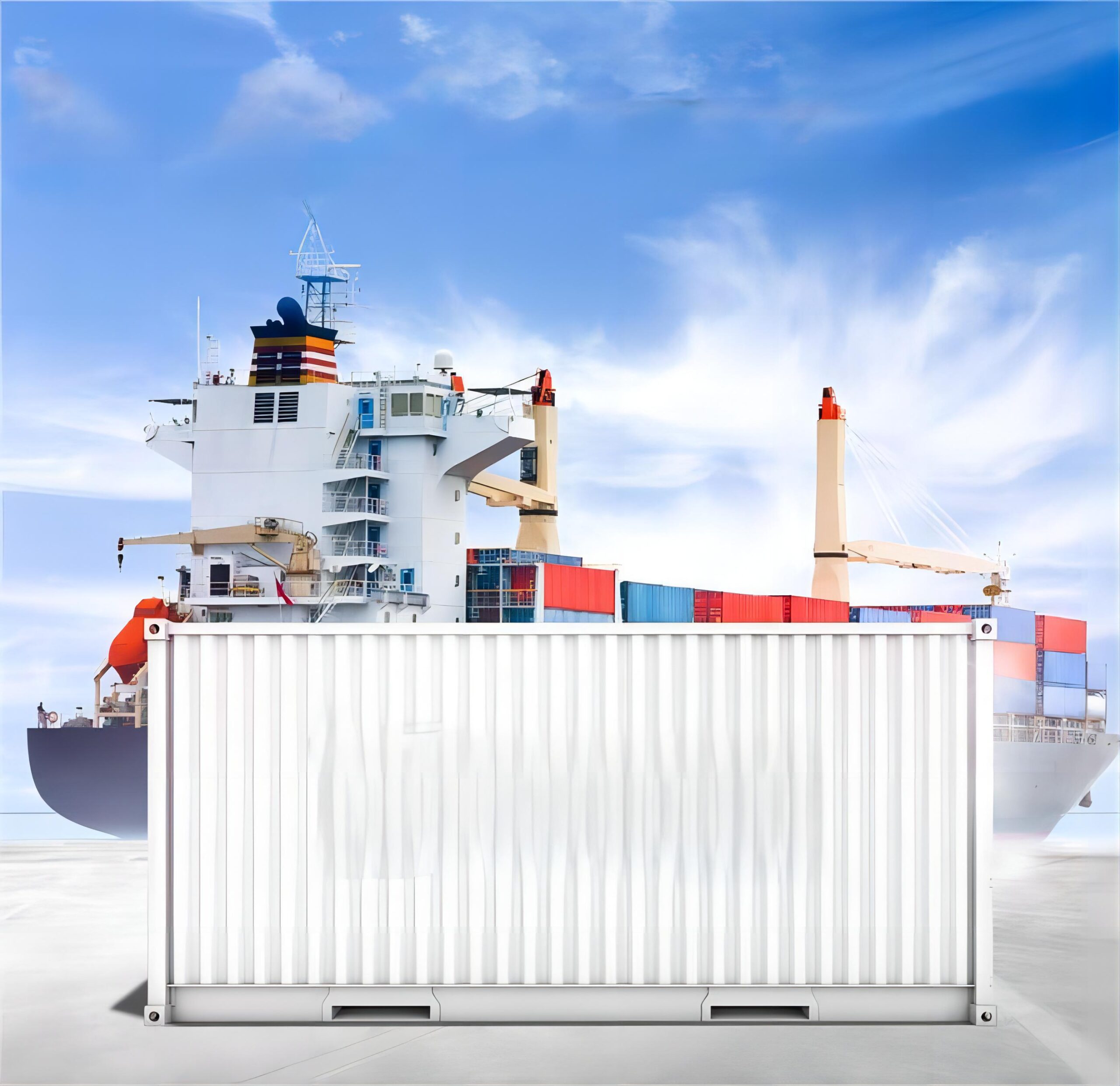 Logistics professional coordinating flat rack container loading for export