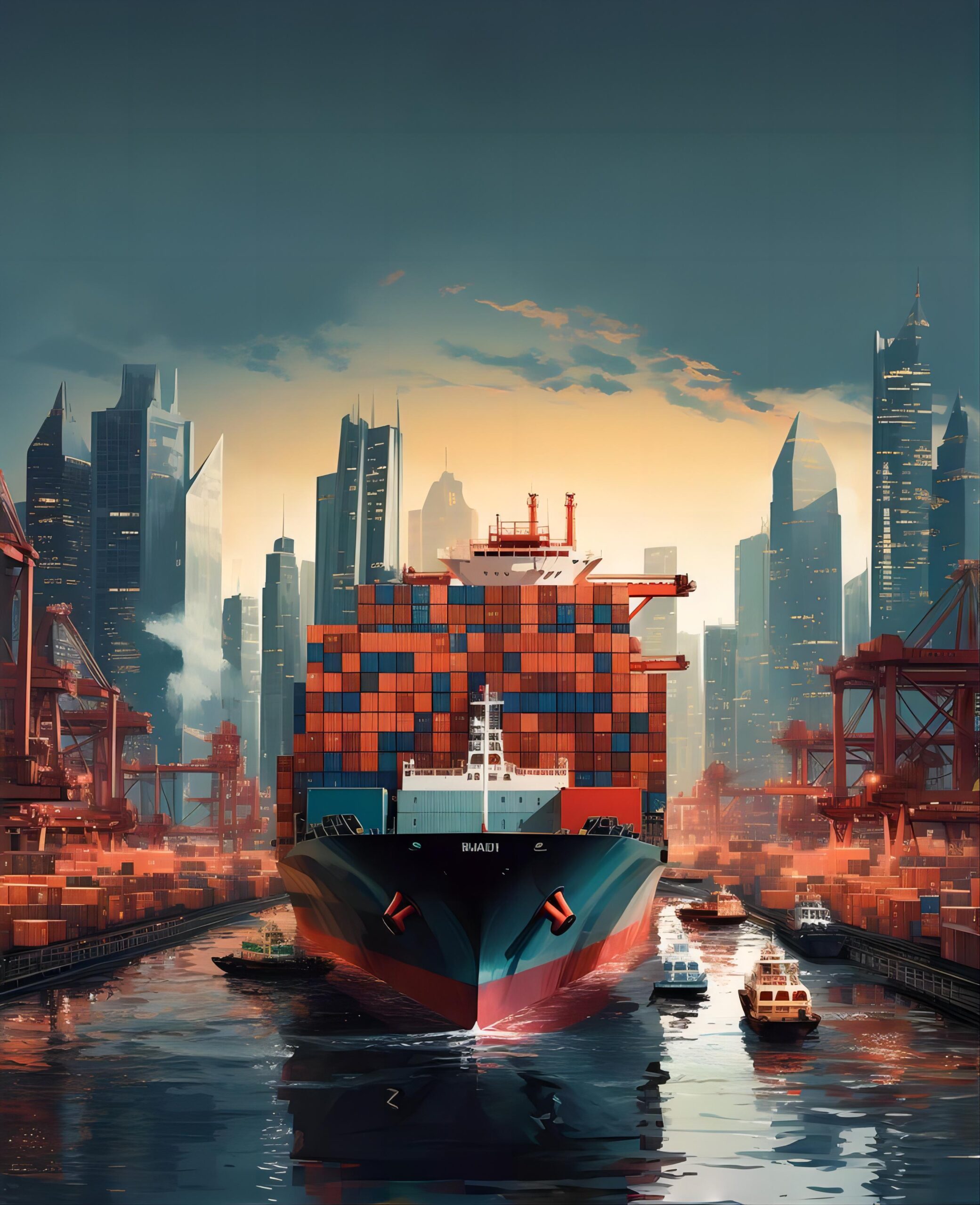 Reefer container being loaded onto a cargo ship at a Chinese port