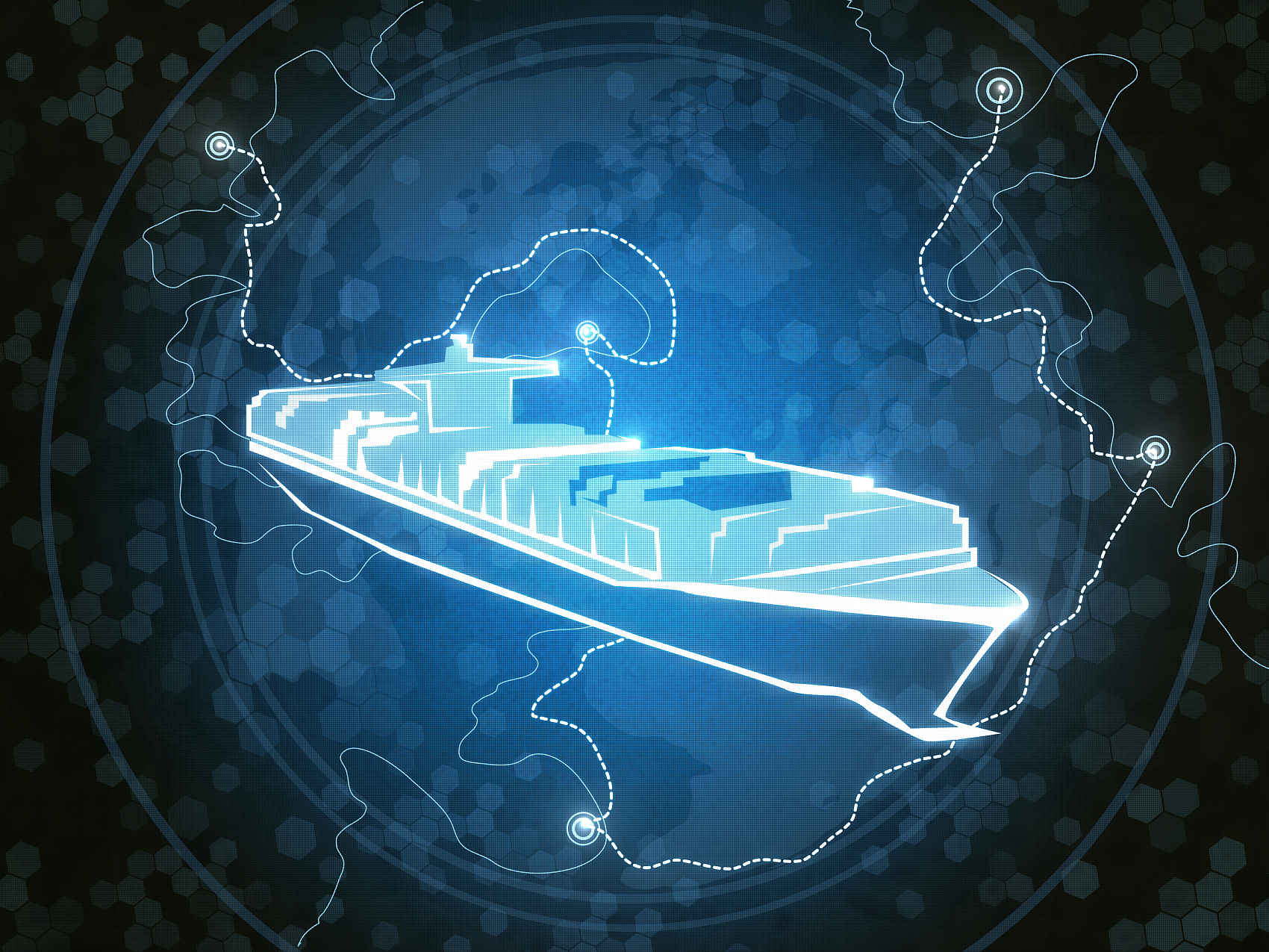 Cargo ship transporting toys across the ocean