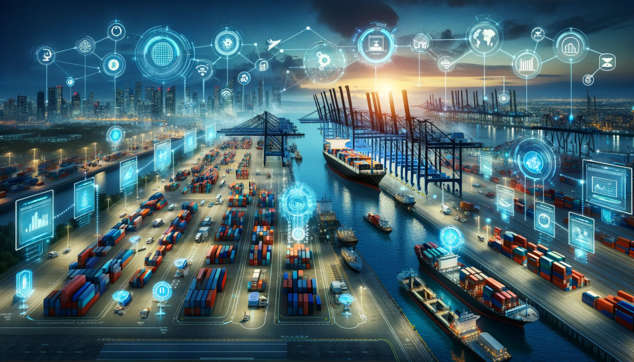 Digital interface showing real-time container tracking data for electronics