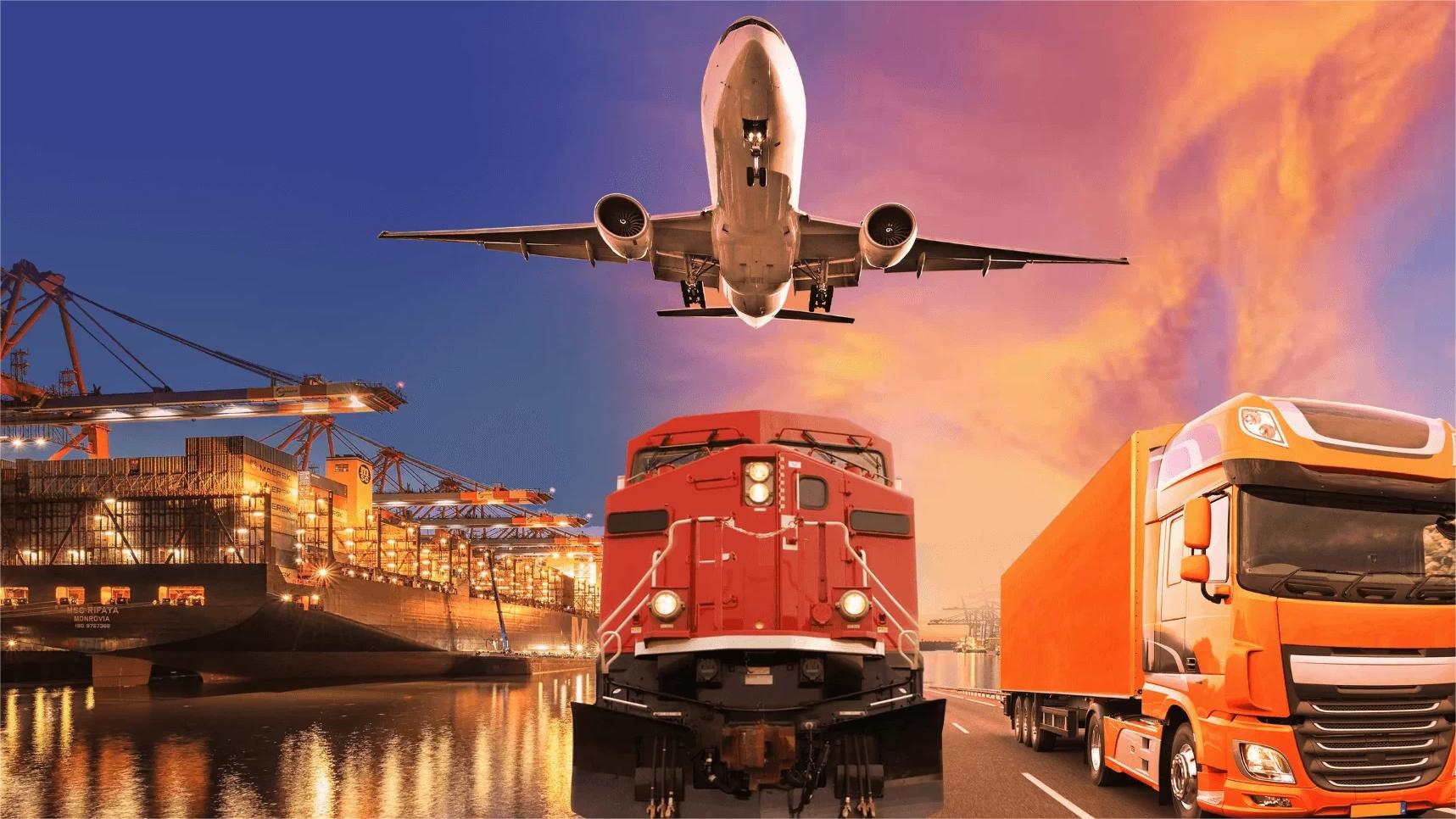 Air freight cargo being loaded for fast shipping to France