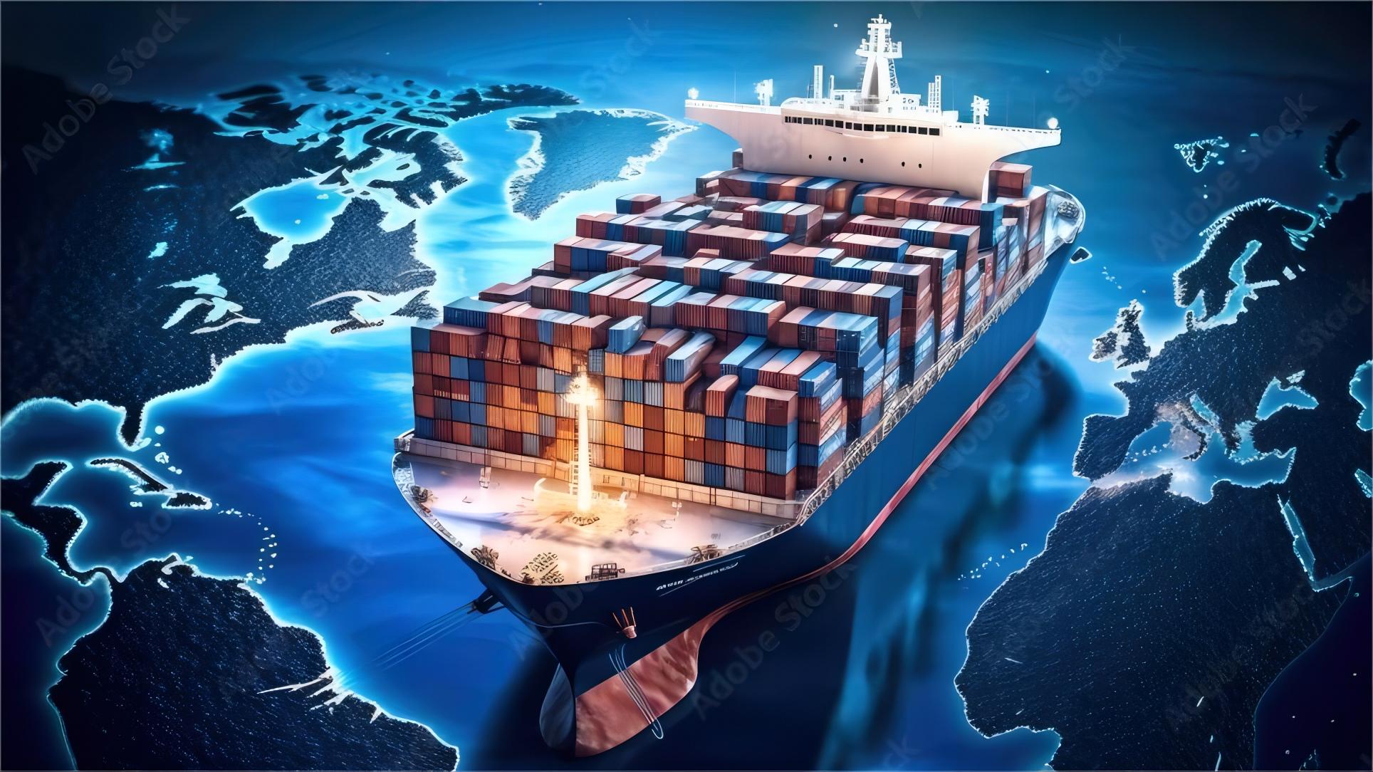 Cargo ship transporting containers for Amazon FBA shipping from China to Netherlands