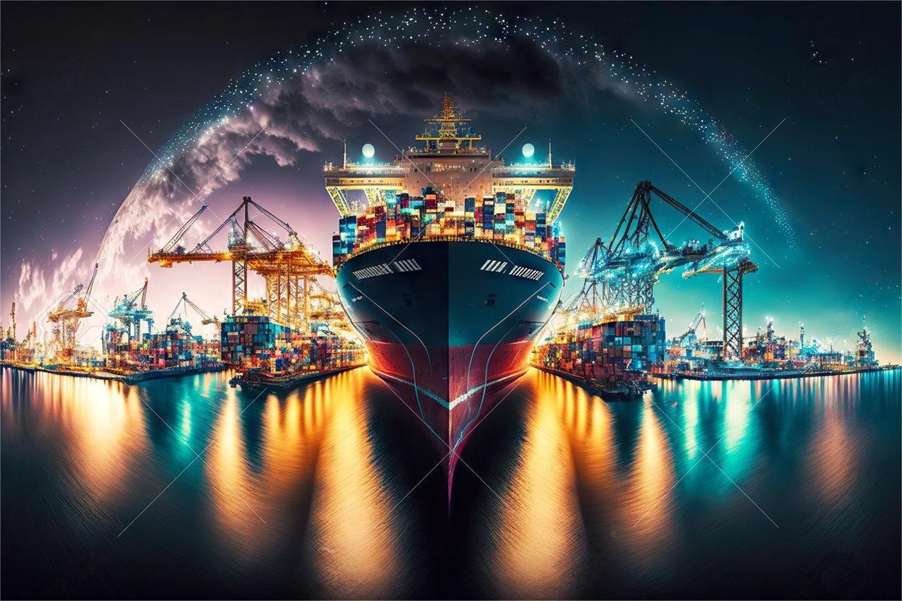 Cargo ship container terminal