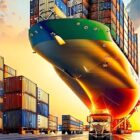 Cargo container terminal showing global logistics