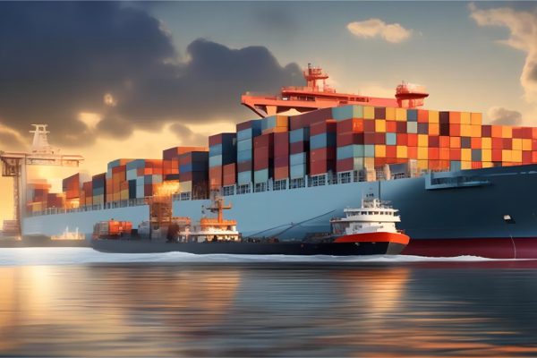 Textile rolls and fabric bales being loaded into a shipping container